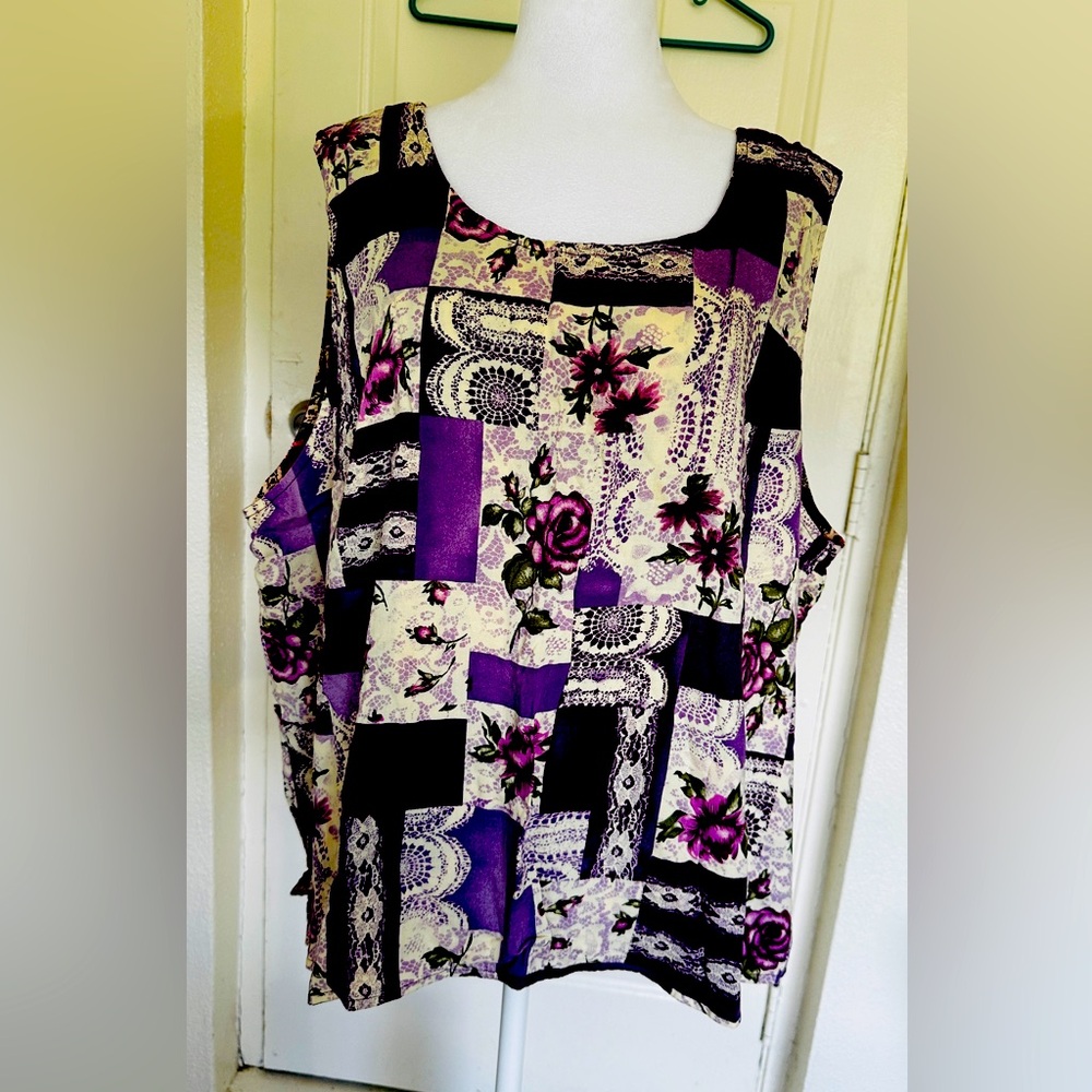 Vintage Lacy Afternoon Shell Kepler Reversible Tank Top Size 3X